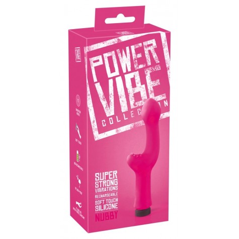 Розовый G-стимулятор с вибрацией Power Vibe Nubby - 18 см.